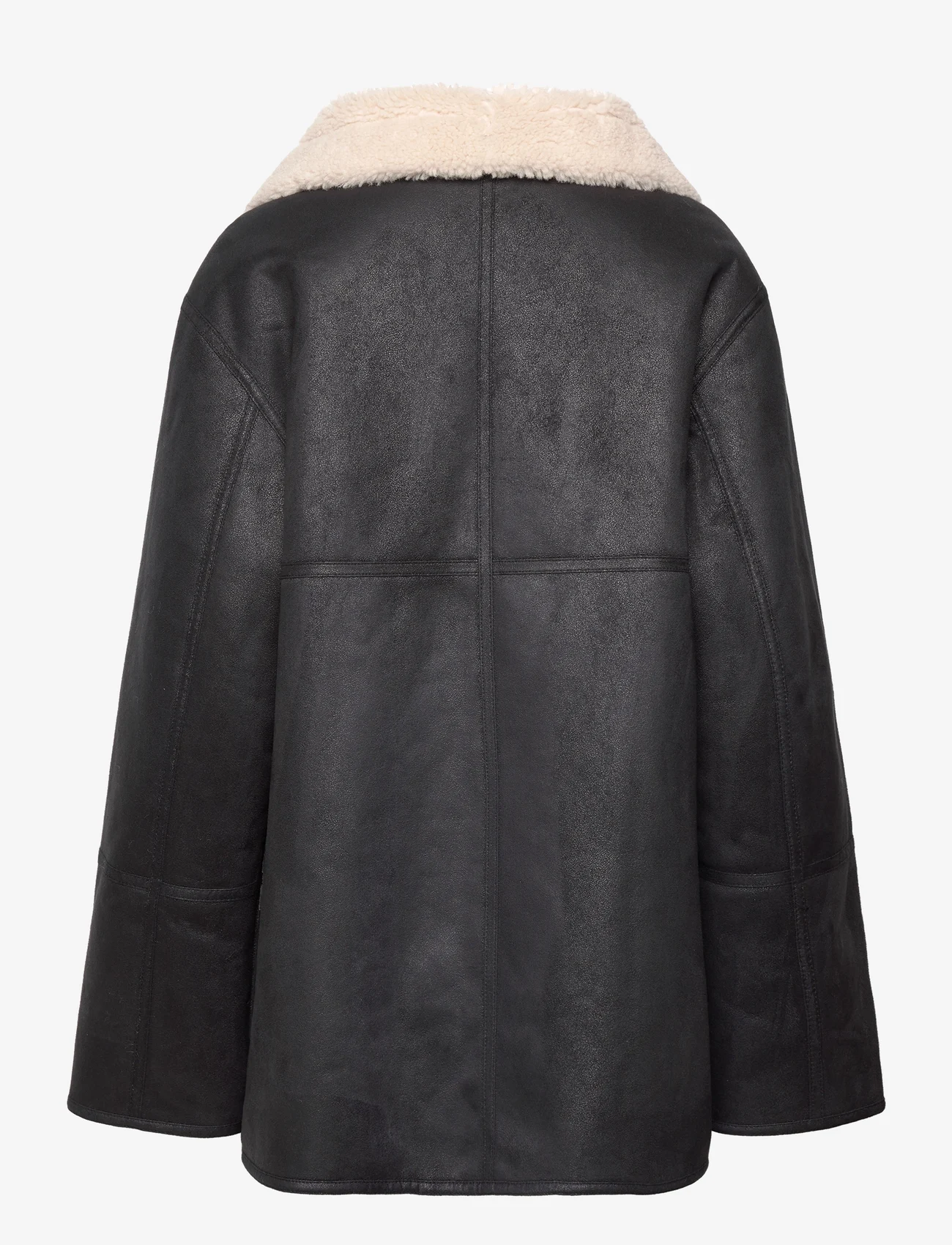 Mango - Shearling-lined coat with zip - vårjakker - black - 1