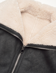 Mango - Shearling-lined coat with zip - kevättakit - black - 2