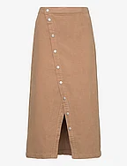 Buttoned corduroy skirt - MEDIUM BROWN