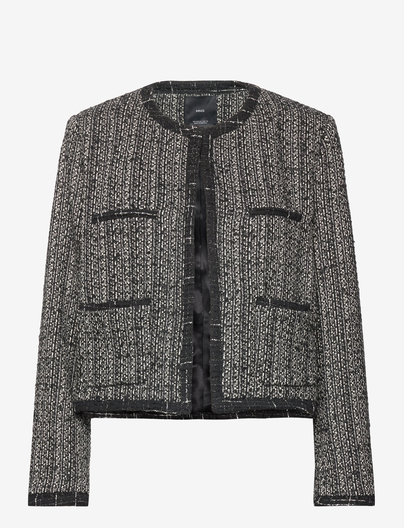Mango - Trim tweed jacket - fall jackets - black - 0