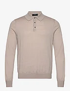 100% merino wool long- sleeved polo shirt - LT PASTEL GREY