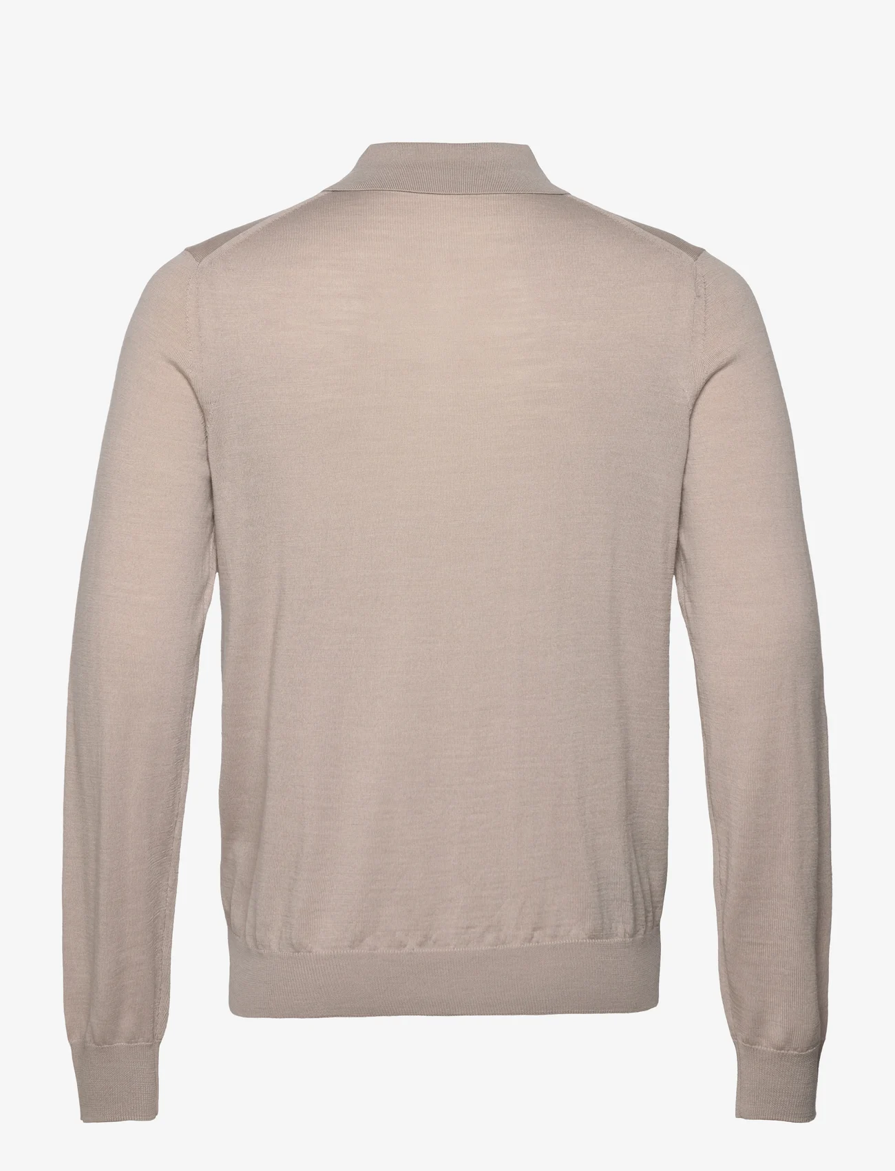Mango - 100% merino wool long- sleeved polo shirt - stickade pikéer - lt pastel grey - 1