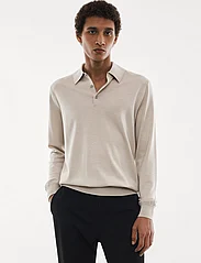 Mango - 100% merino wool long- sleeved polo shirt - stickade pikéer - lt pastel grey - 2