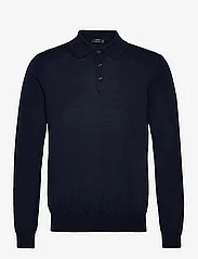 Mango - 100% merino wool long- sleeved polo shirt - strikkede poloer - navy - 0