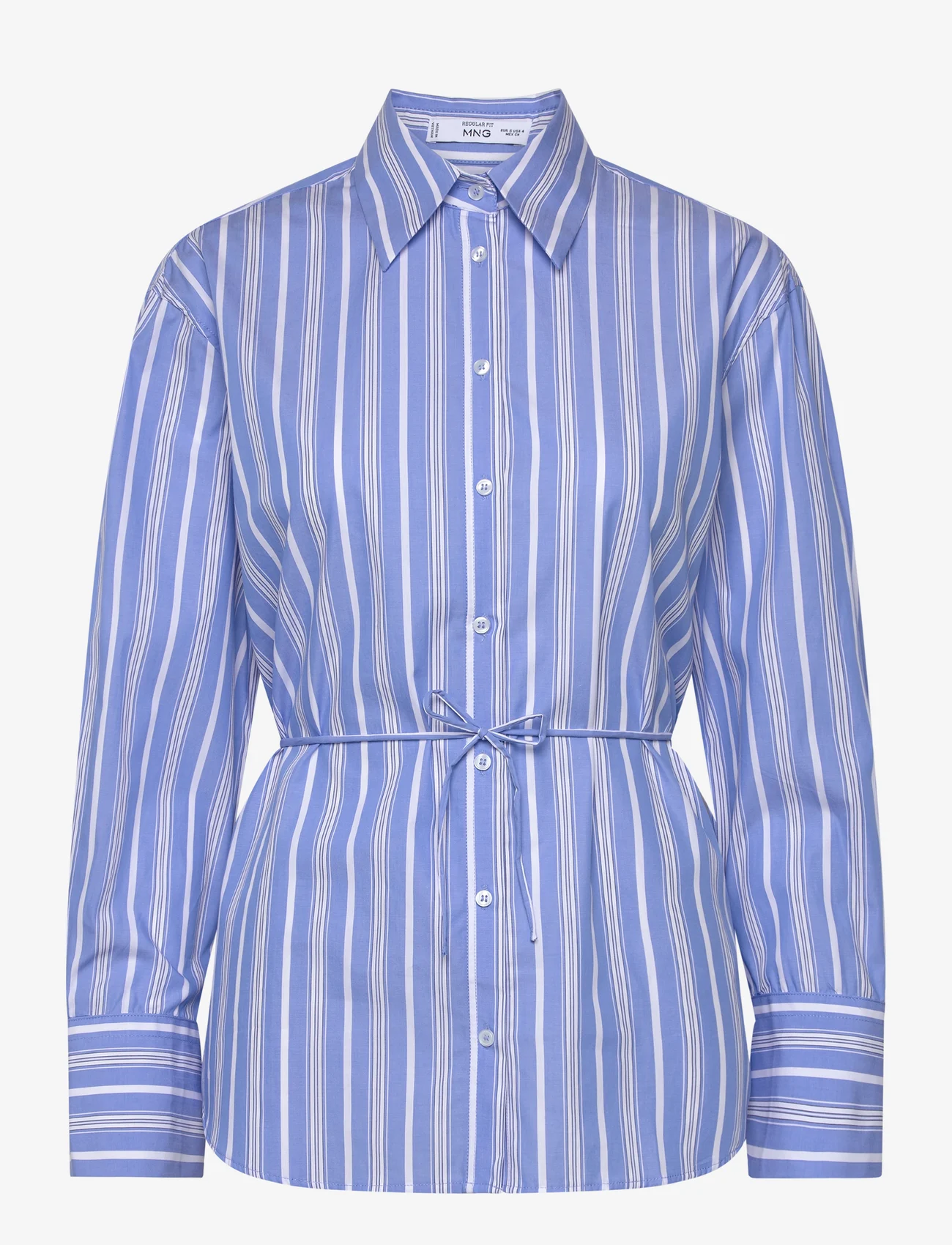 Mango - Striped bow blouse - pitkähihaiset kauluspaidat - lt-pastel blue - 0