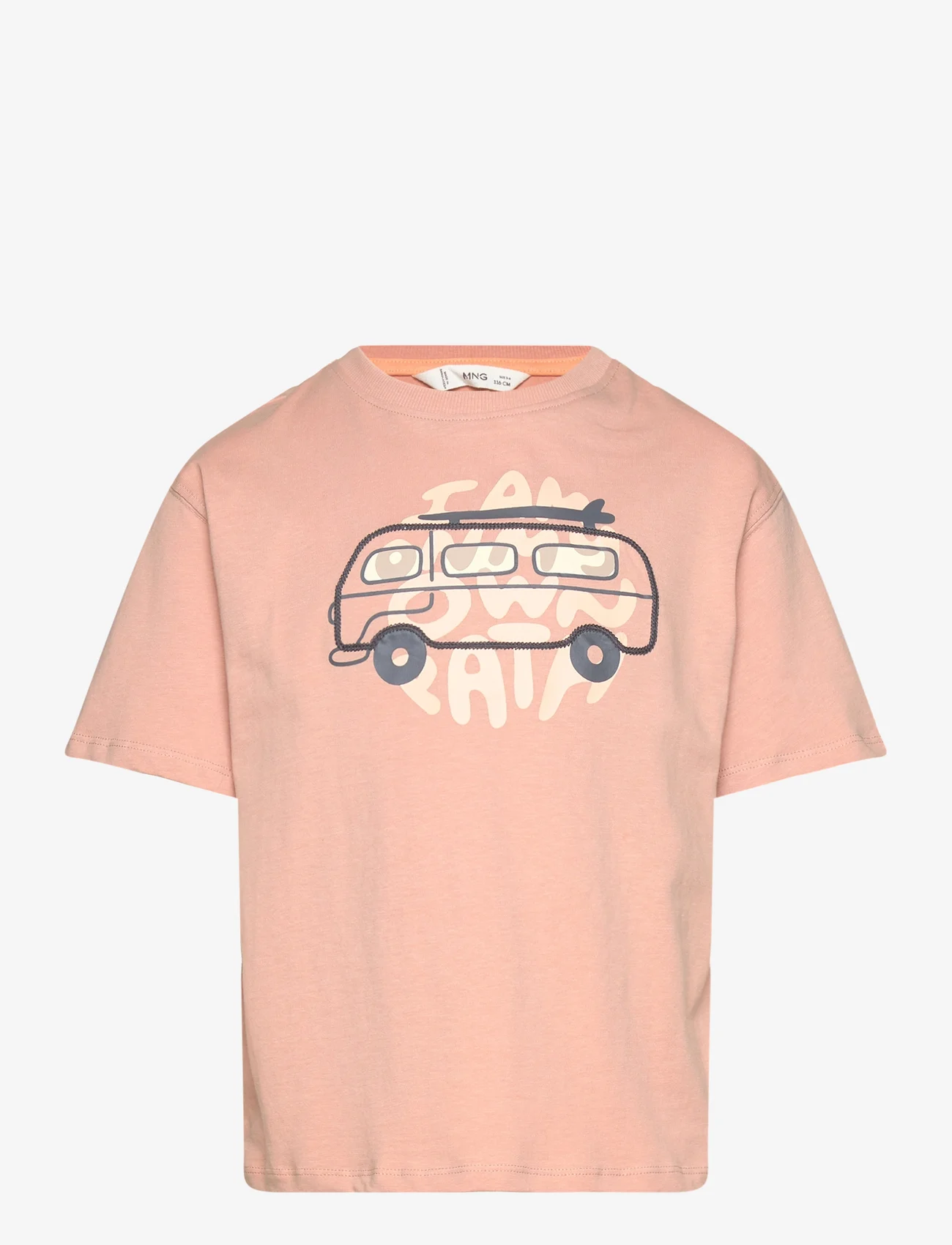Mango - Embossed printed t-shirt - kurzärmelige - lt-pastel orange - 0