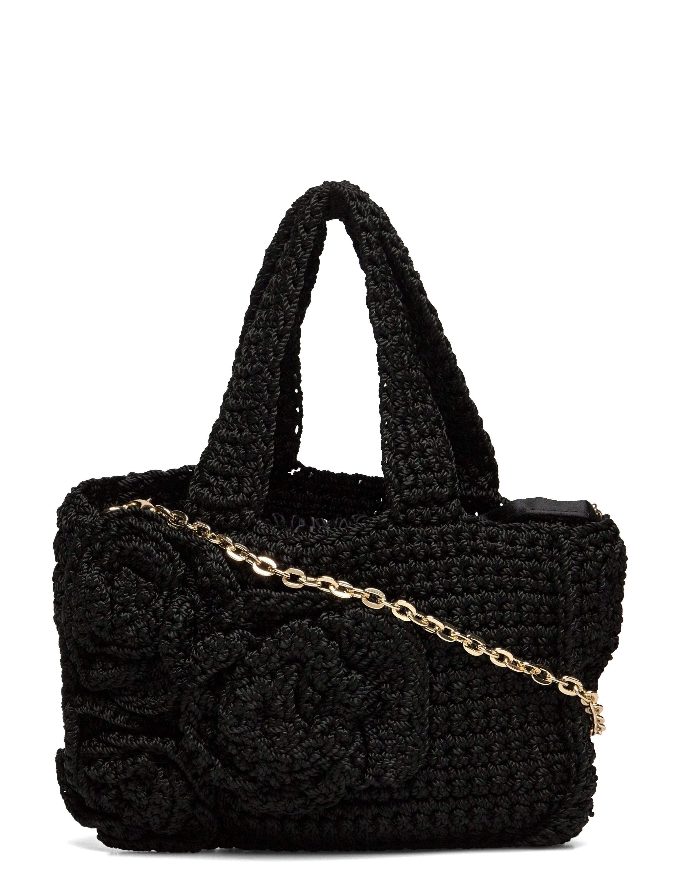 Flowers crochet mini bag - BLACK