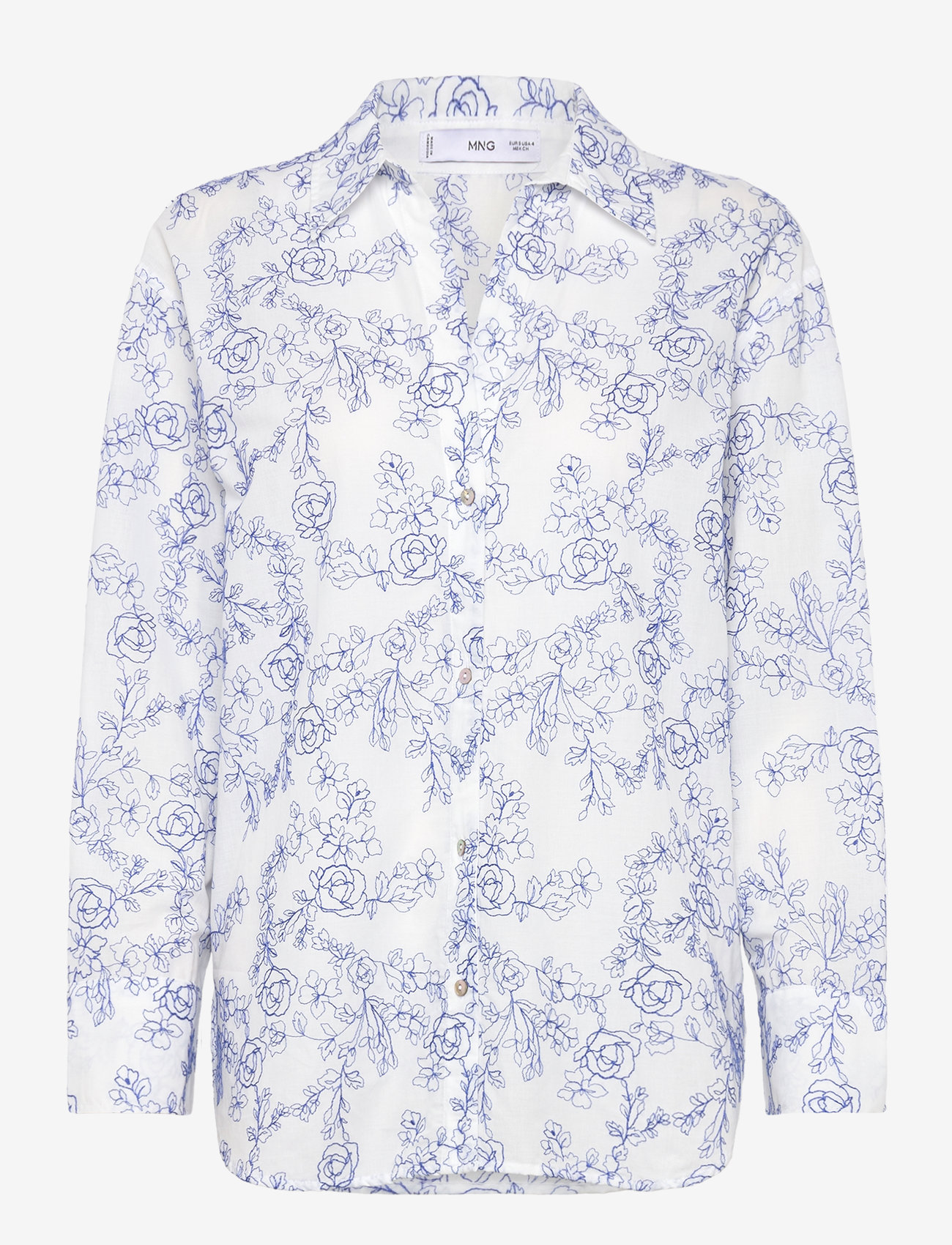 Mango - Shirt with floral embroidery - langärmlige hemden - natural white - 1