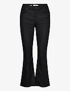 Waxed flared cropped jeans - BLACK