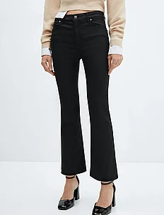 Waxed flared cropped jeans, Mango