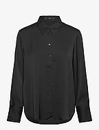 Satin finish flowy shirt - BLACK