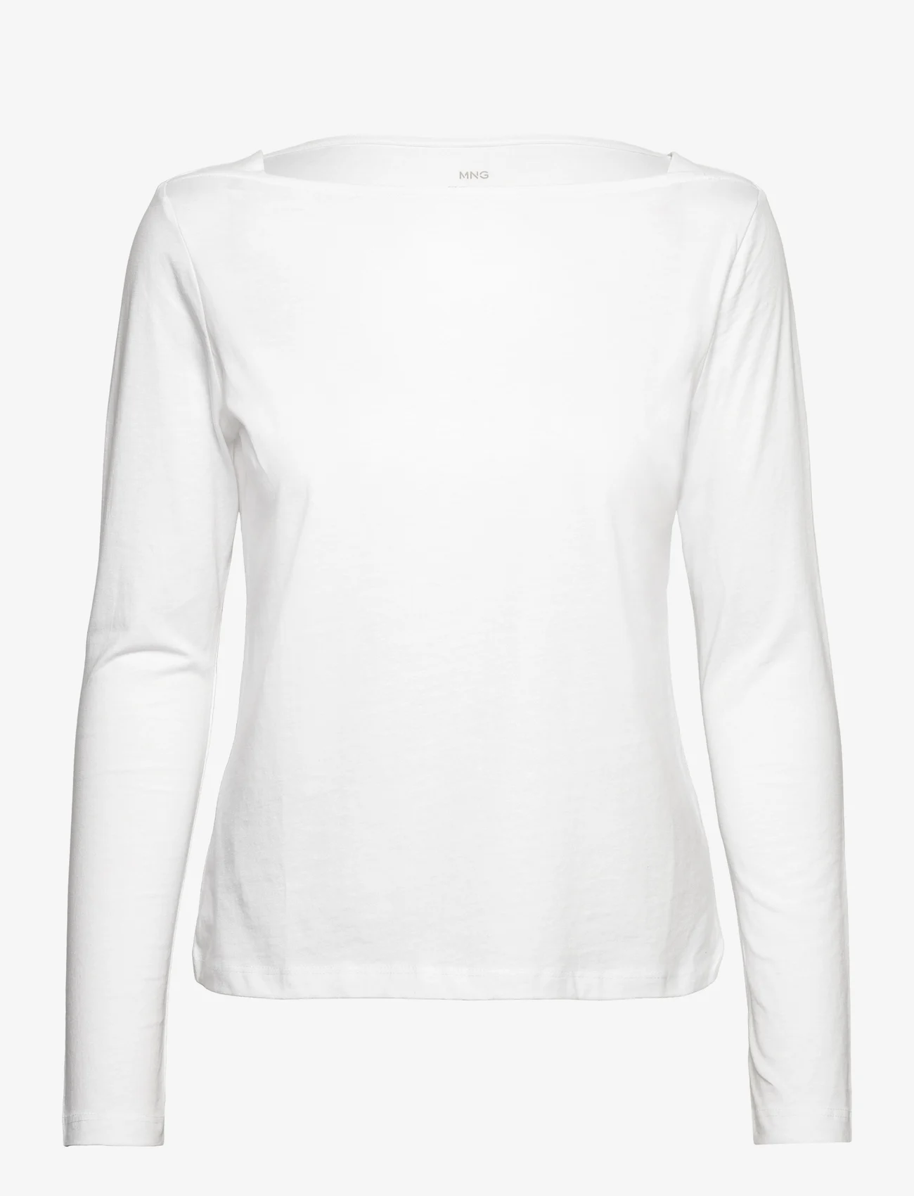Mango - Cotton boat neck t-shirt - alhaisimmat hinnat - white - 0
