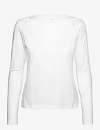 Cotton boat neck t-shirt - WHITE