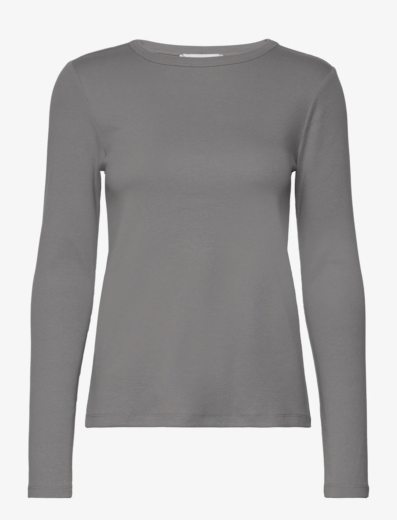Mango - Long sleeve cotton t-shirt - laveste priser - grey - 0