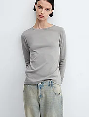 Mango - Long sleeve cotton t-shirt - laveste priser - grey - 2