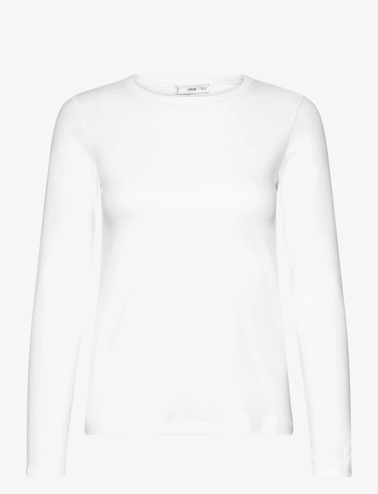 Mango - Long sleeve cotton t-shirt - laveste priser - white - 0