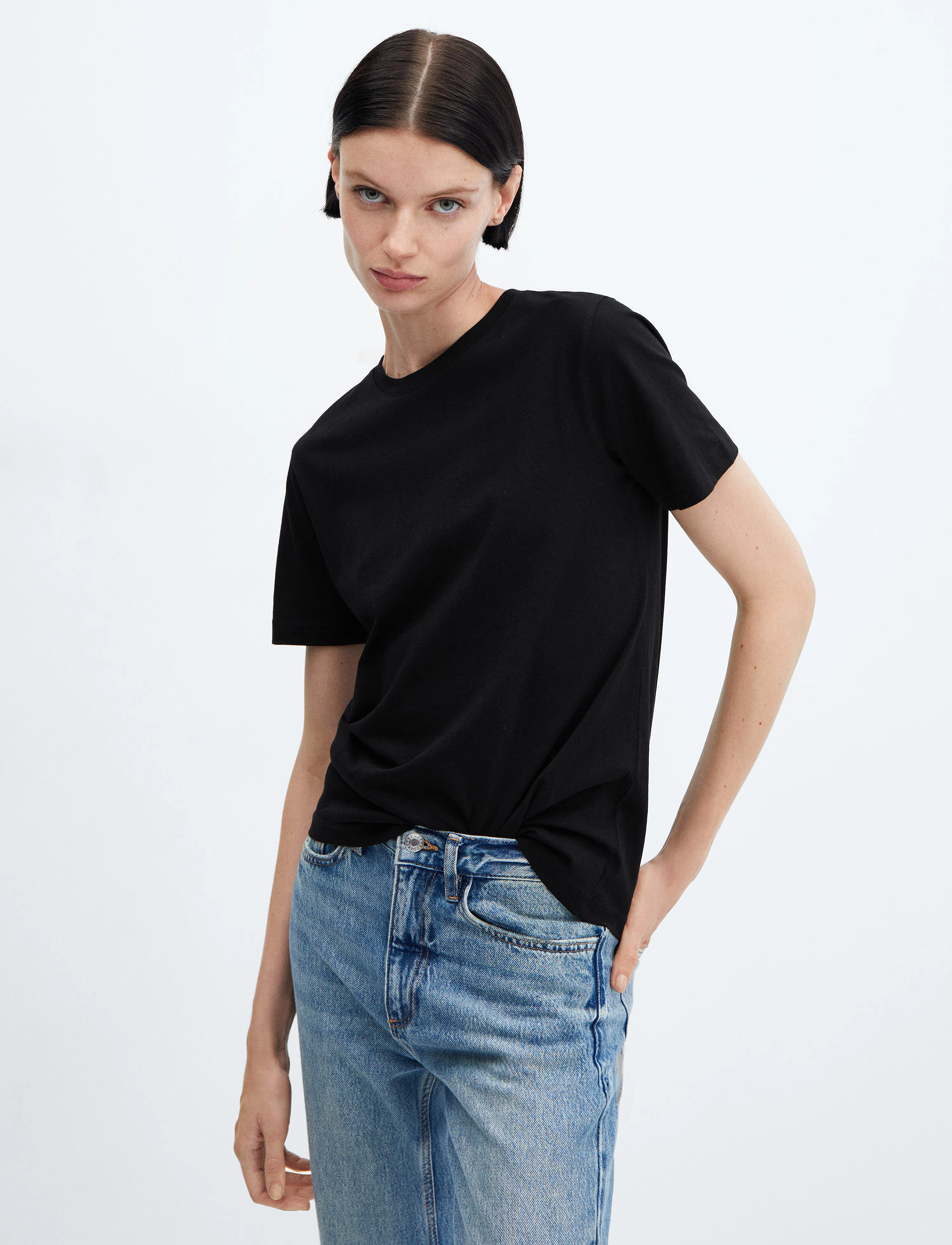 Mango - 100% cotton t-shirt - black - 2