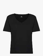 Mango - 100% cotton V-neck t-shirt - de laveste prisene - black - 0