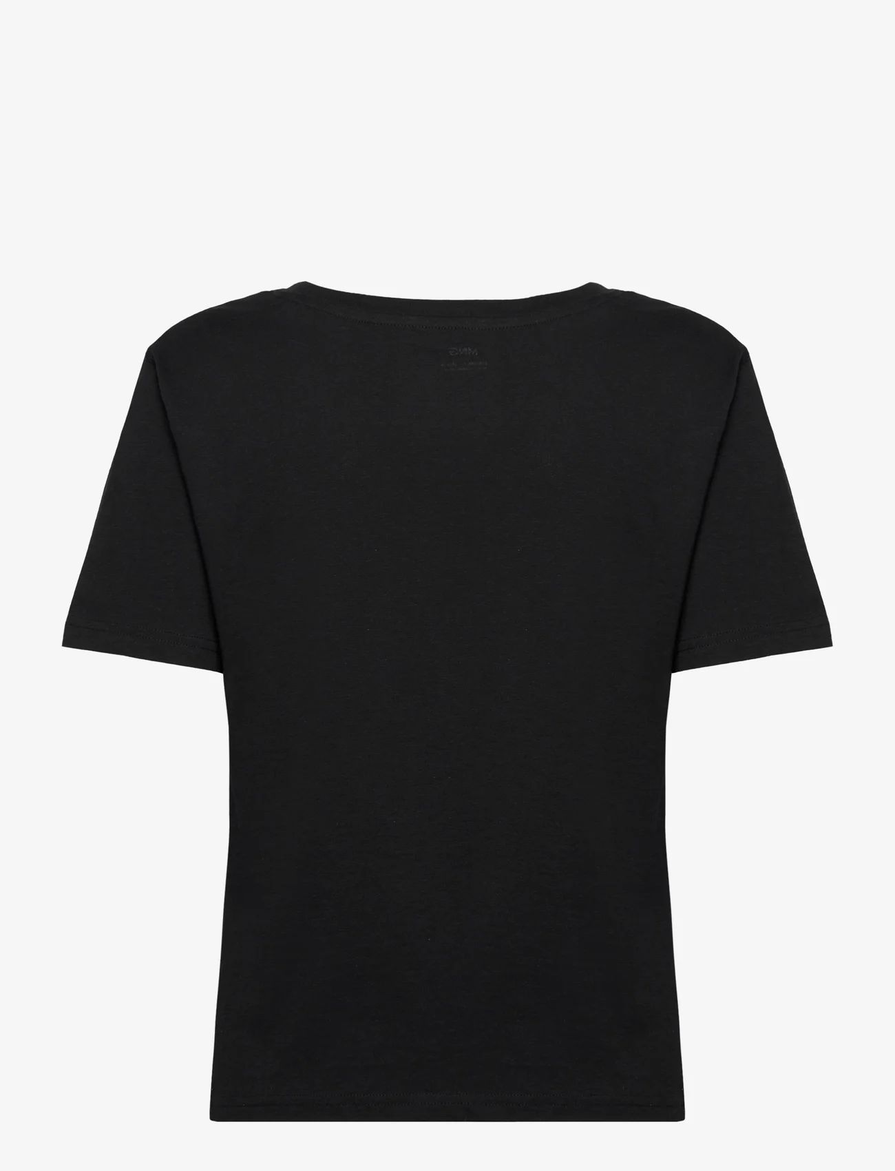 Mango - 100% cotton V-neck t-shirt - laveste priser - black - 1