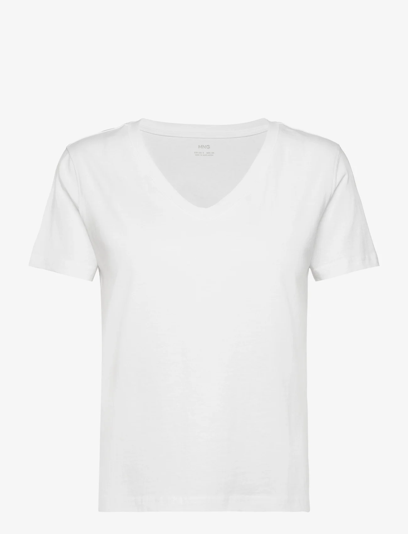 Mango - 100% cotton V-neck t-shirt - alhaisimmat hinnat - white - 0