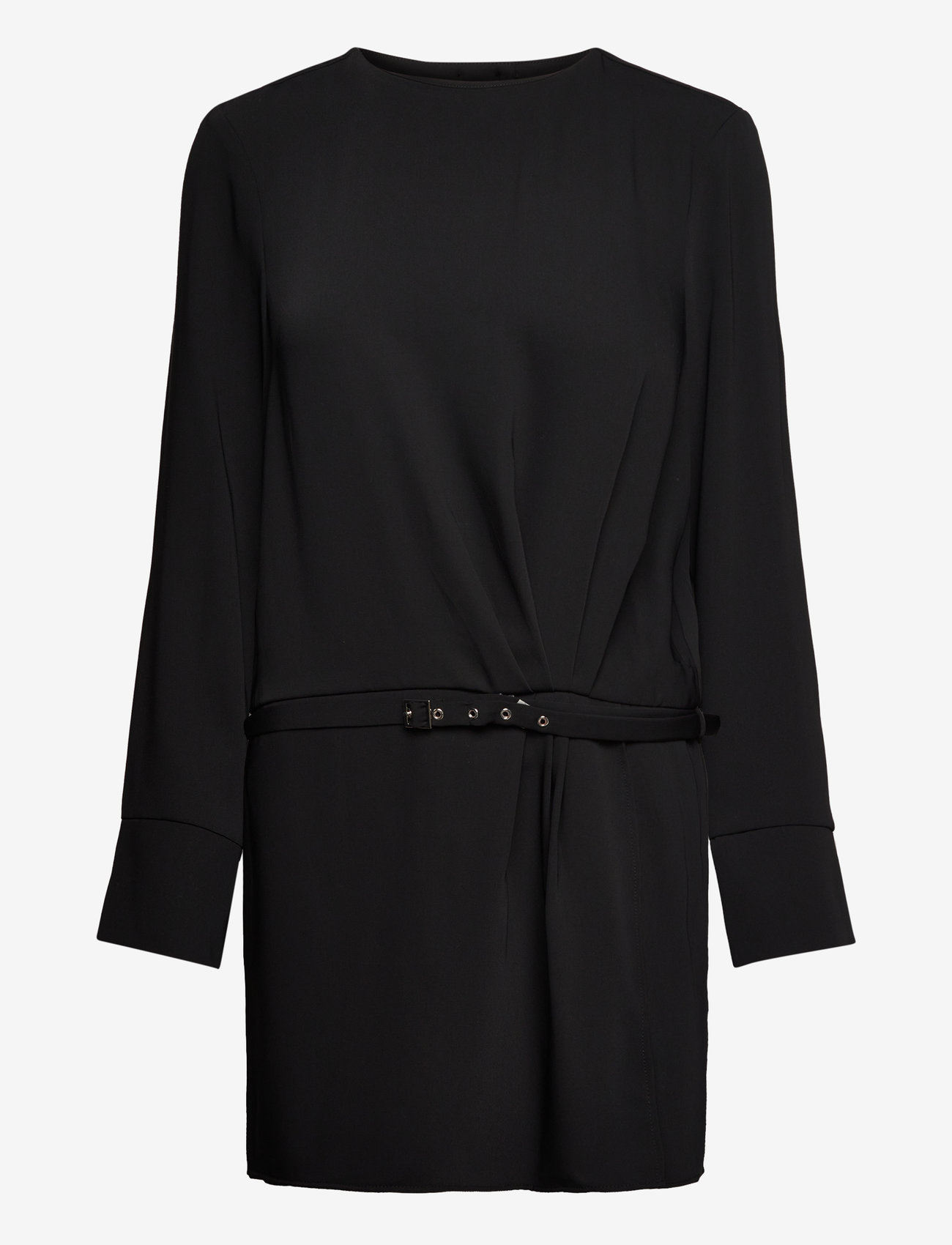 Mango - Ruched dress with belt - korta klänningar - black - 0
