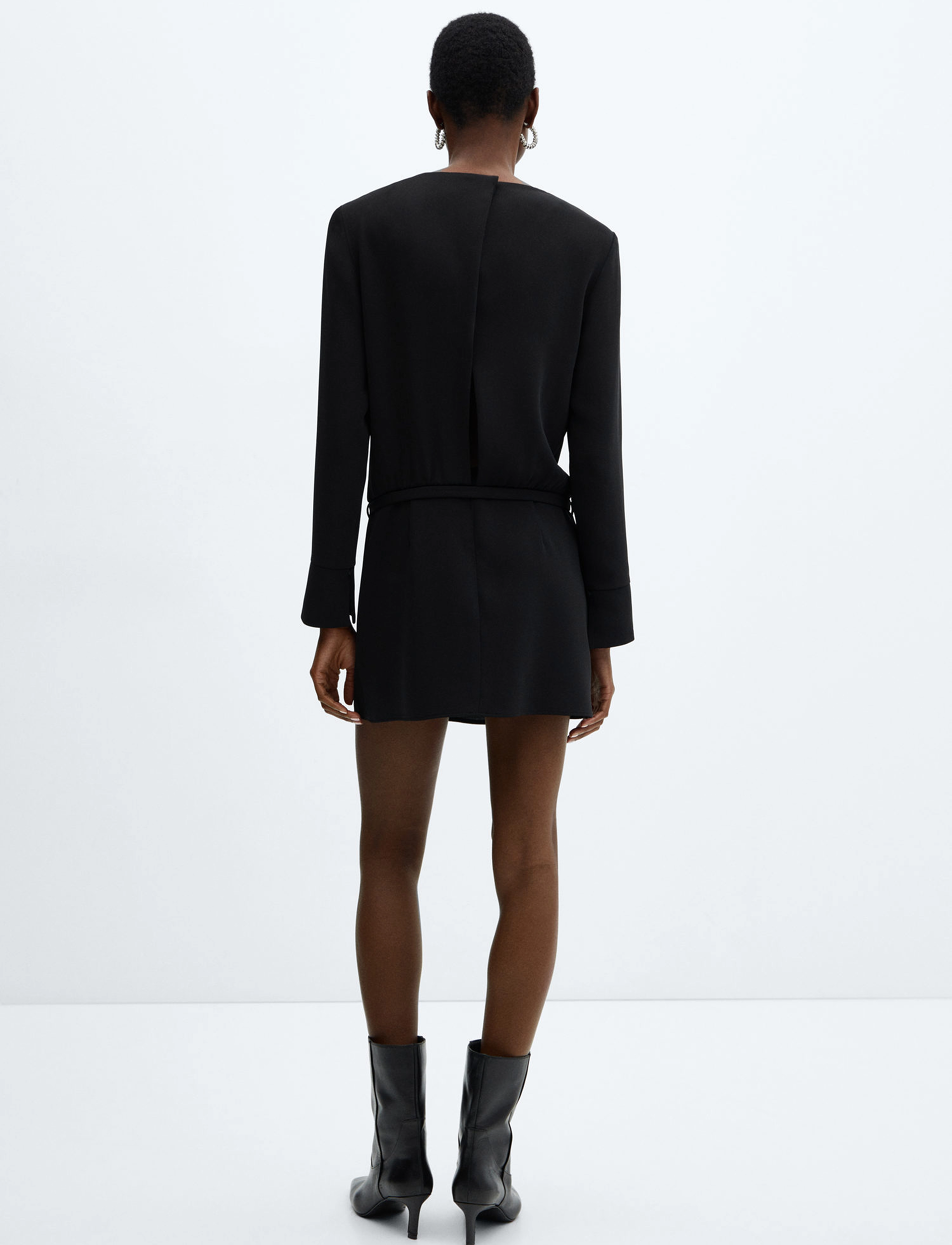 Mango - Ruched dress with belt - minikleidid - black - 4