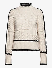 Mango - Cable-knit sweater with contrasting trim - strikkegensere - natural white - 0