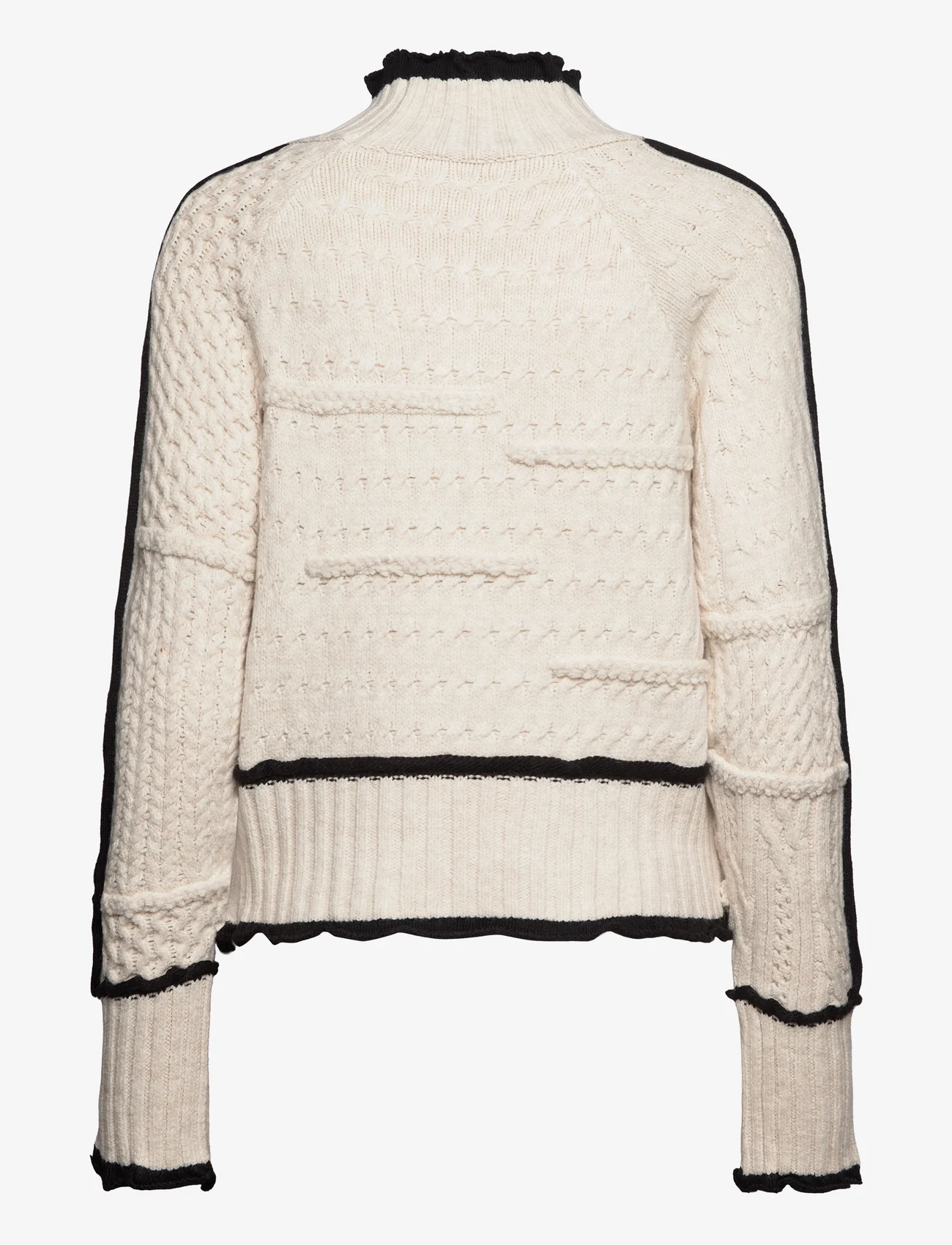 Mango - Cable-knit sweater with contrasting trim - tröjor - natural white - 1
