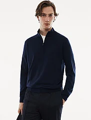 Mango - 100% merino wool sweater with zip collar - menn - navy - 2