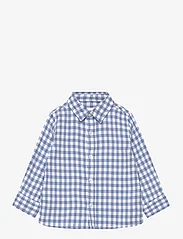 Mango - Gingham check cotton shirt - langermede skjorter - lt-pastel blue - 0