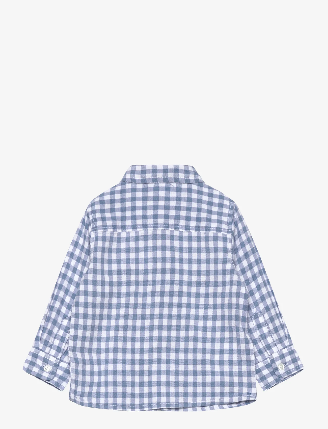 Mango - Gingham check cotton shirt - langærmede skjorter - lt-pastel blue - 1