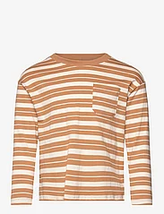 Mango - Striped cotton T-shirt - pitkähihaiset t-paidat - dark yellow - 0
