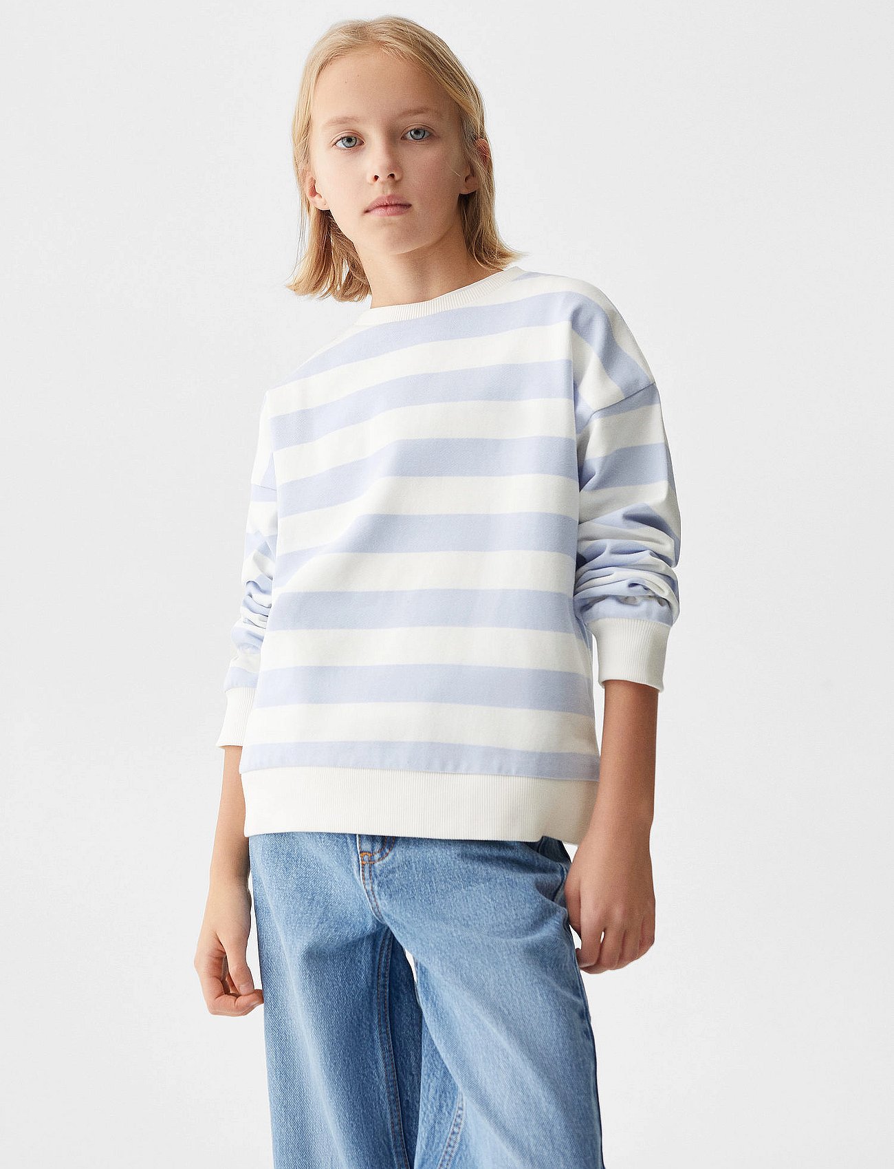 Striped cotton-blend sweatshirt - LT-PASTEL