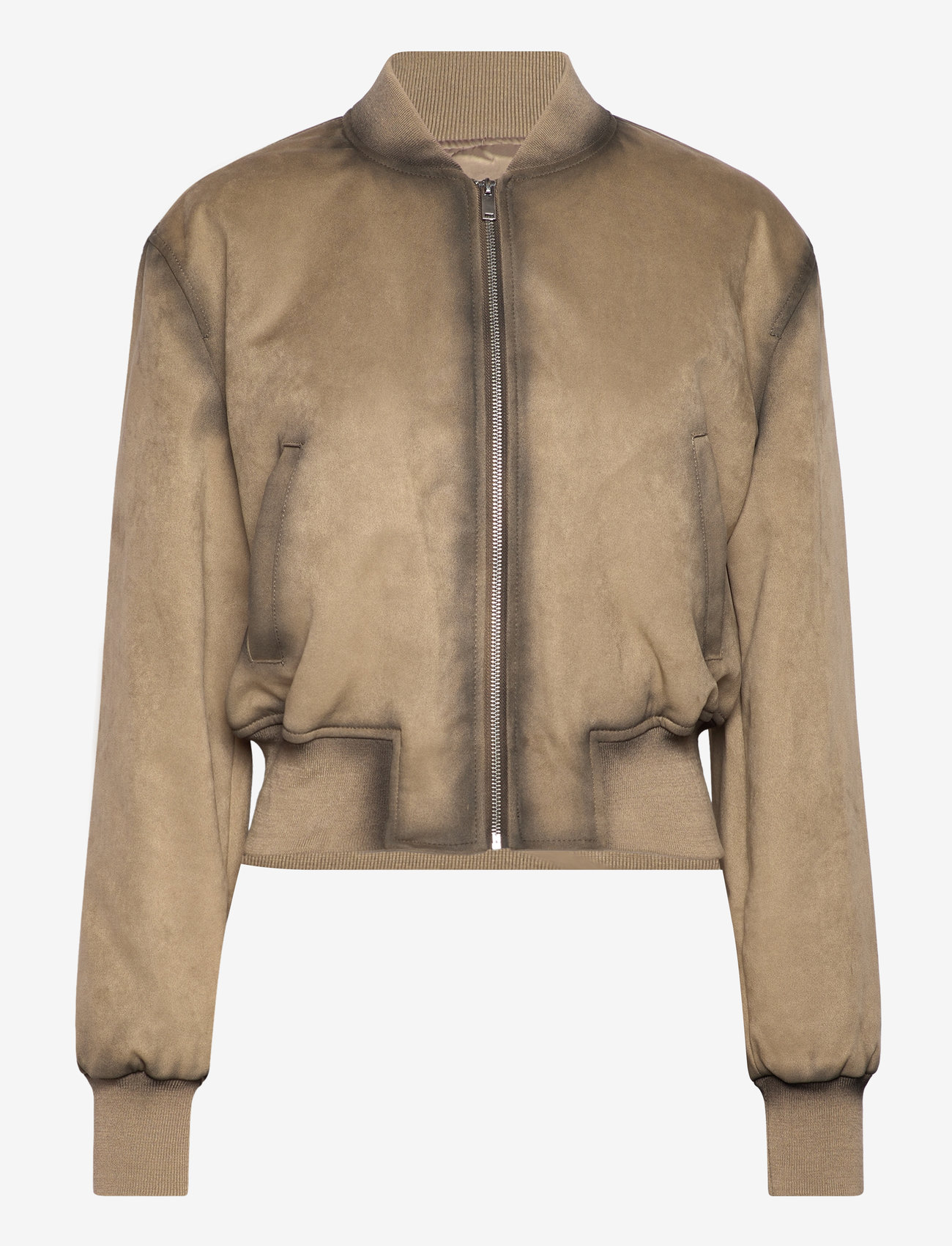 Mango - Worn leather-effect bomber jacket - vårjackor - lt pastel grey - 0