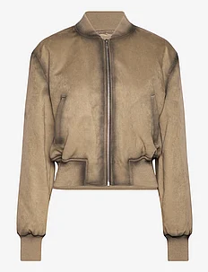 Worn leather-effect bomber jacket, Mango
