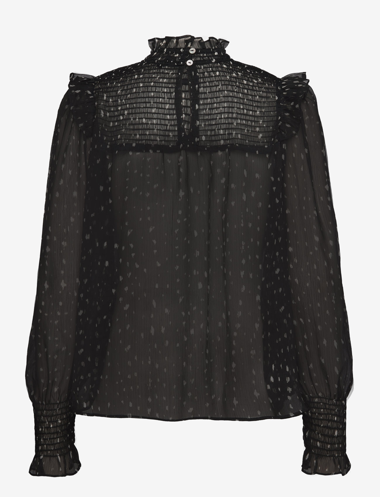 Mango - Ruffles printed blouse - langærmede bluser - black - 1