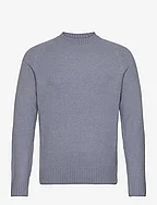Knitted sweater with ribbed details - LT-PASTEL BLUE