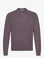Knitted sweater with ribbed details - LT-PASTEL PURPLE