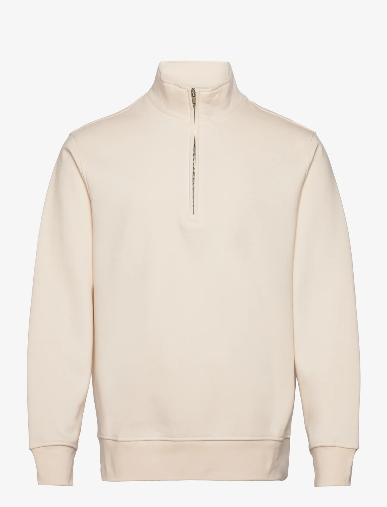 Mango - Cotton sweatshirt with zip neck - sweatshirts - light beige - 0
