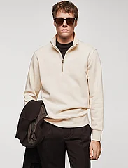Mango - Cotton sweatshirt with zip neck - sweatshirts - light beige - 2