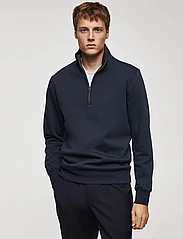 Mango - Cotton sweatshirt with zip neck - laveste priser - navy - 3