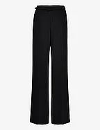 Wideleg trousers with belt - BLACK