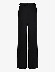 Mango - Wideleg trousers with belt - leveälahkeiset housut - black - 0