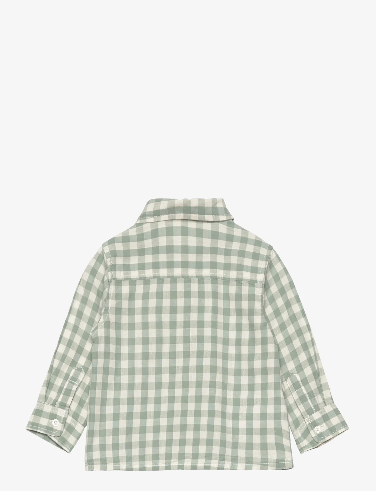 Mango - Gingham check cotton shirt - pitkähihaiset kauluspaidat - green - 1