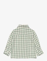 Mango - Gingham check cotton shirt - langærmede skjorter - green - 1