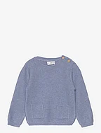 Knit pockets sweater - MEDIUM BLUE