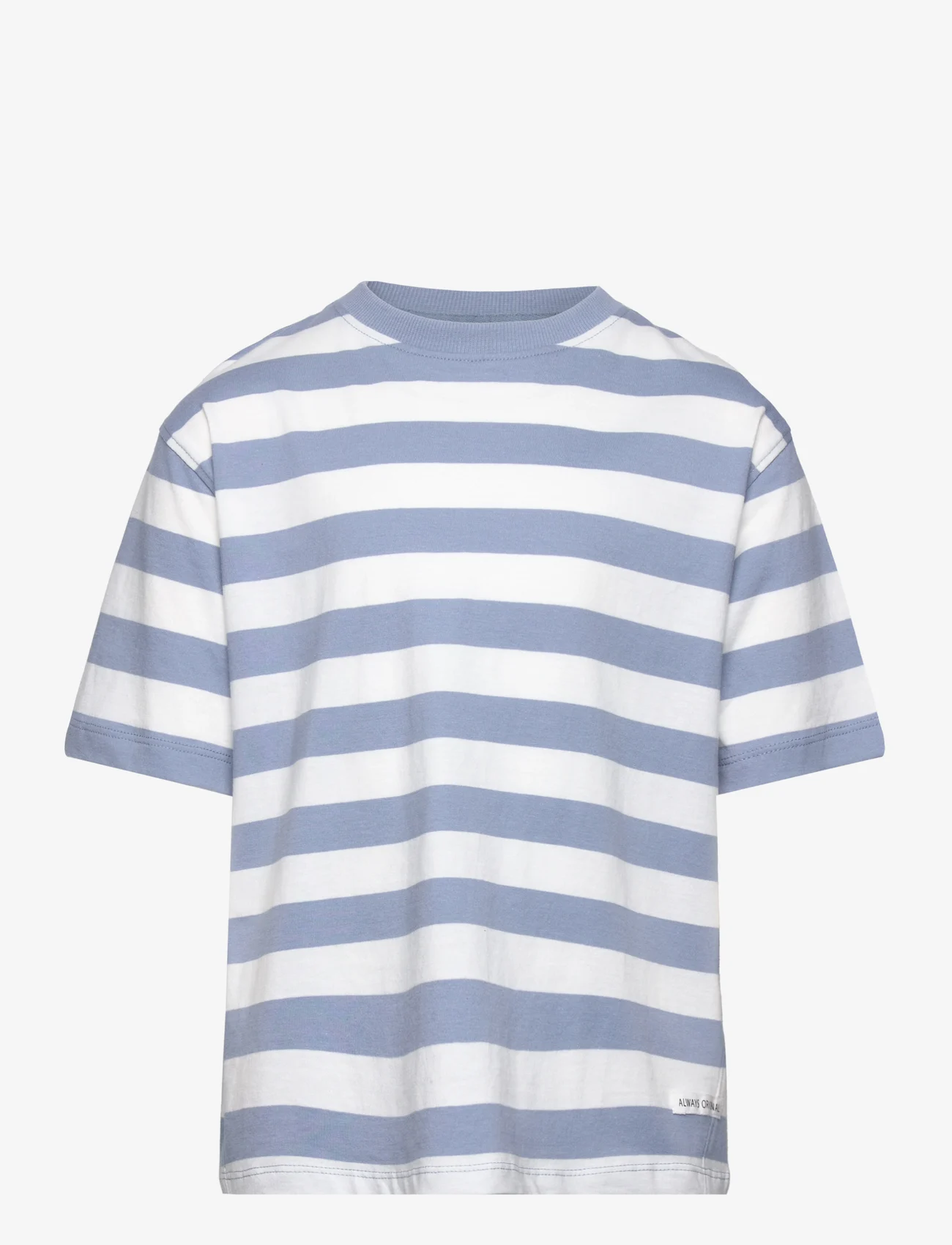 Mango - Striped cotton T-shirt - kortärmade t-shirts - lt-pastel blue - 0