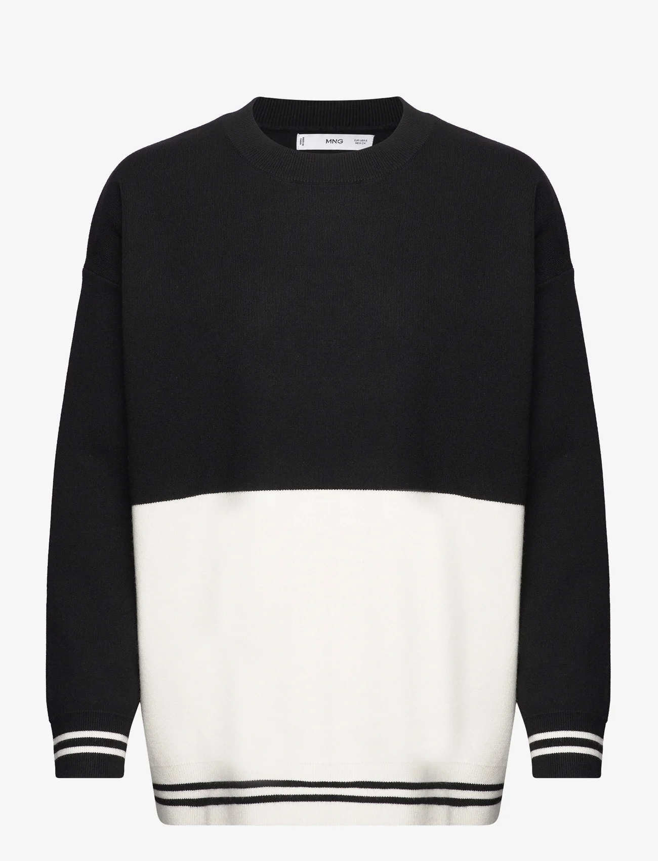 Mango - Bicolour knit sweater - sweatshirts - black - 0