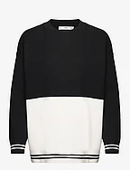 Bicolour knit sweater - BLACK
