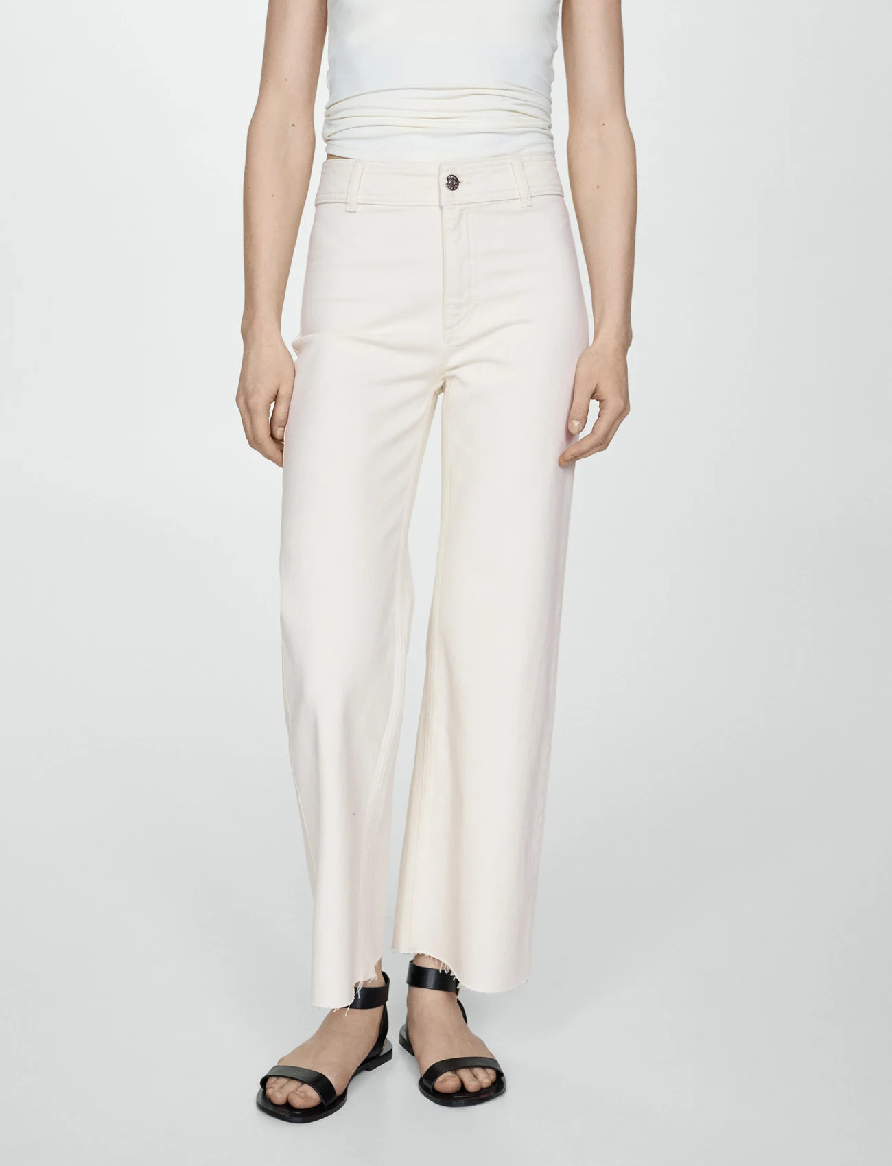 Mango - Jeans culotte high waist - flared jeans - natural white - 0
